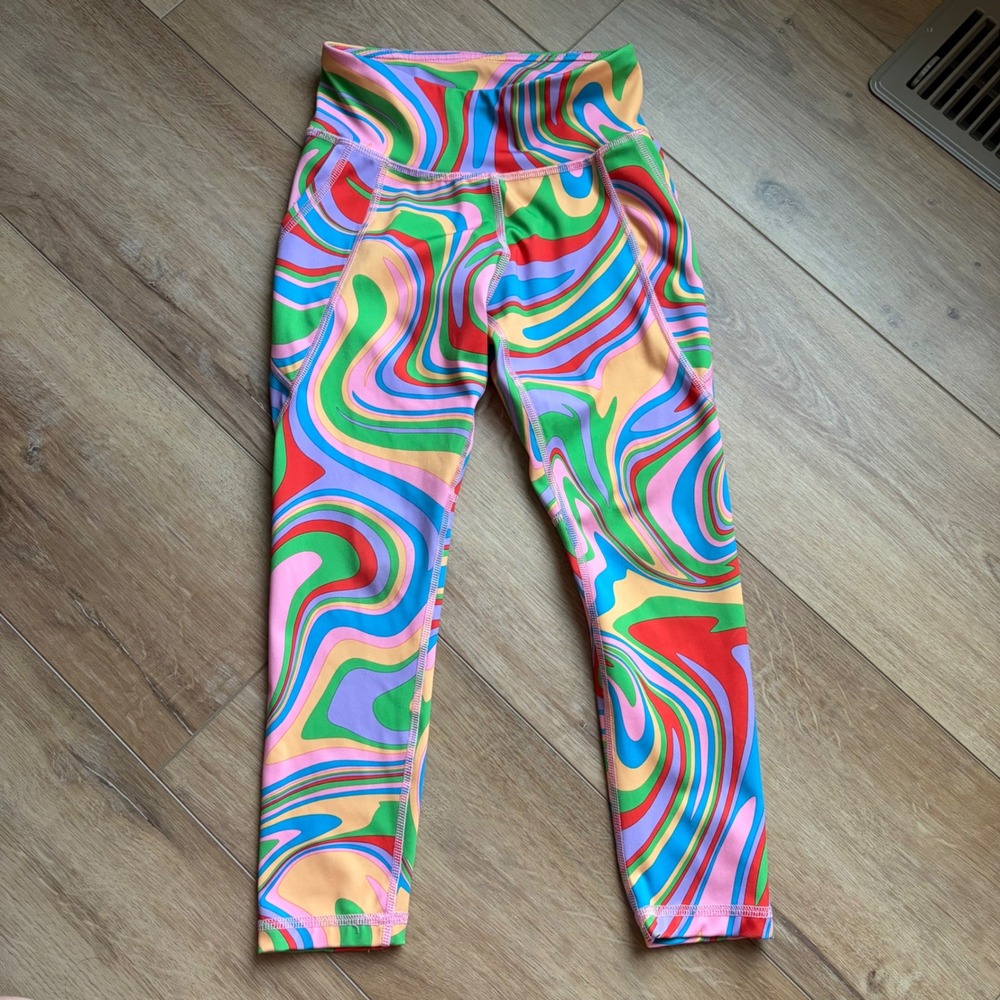Girls Size Small (7/8) Champion Rainbow Swirl Leggings